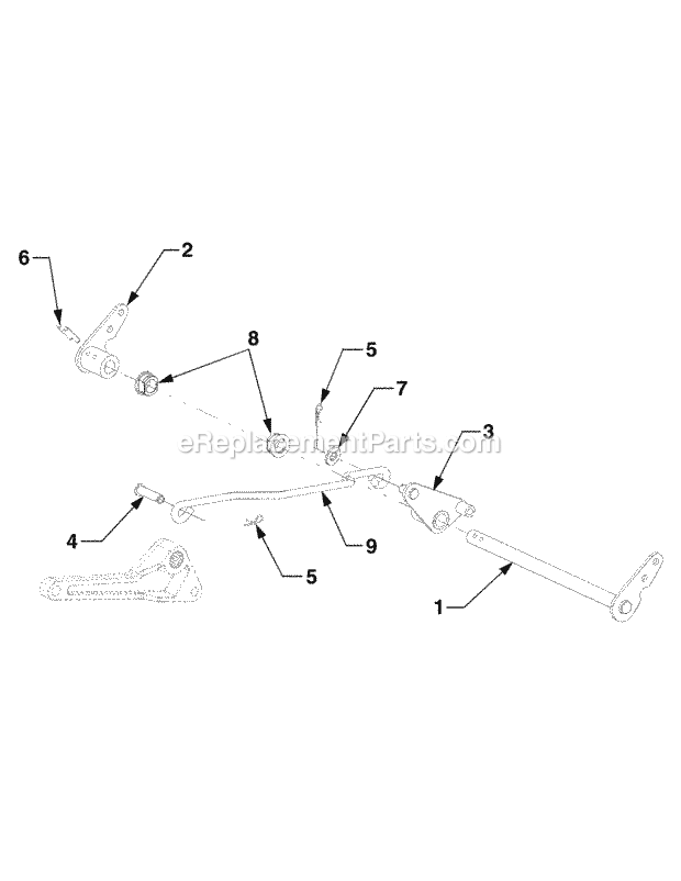 Deck Lift Diagram and Parts List for 5264DE 54AE546-710, 54BE546-710 Cub Cadet Lawn Tractor